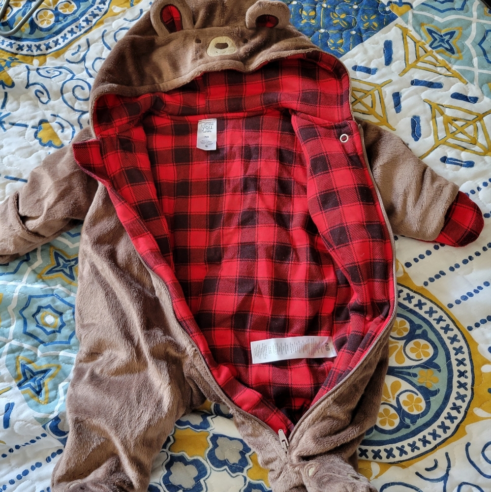 Carter's Newborn Buffalo Plaid Baby Bear Snow Suit